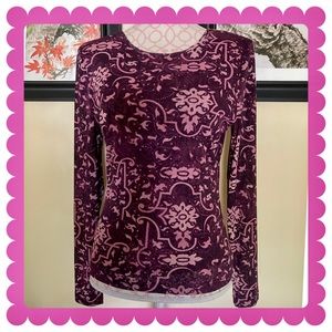 Berry/pink long sleeve mesh top